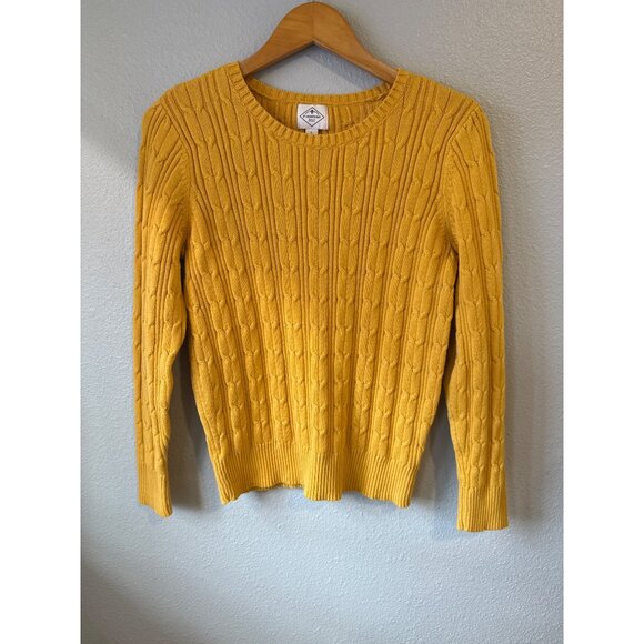 St. Johns Bay Yellow Women's Cable Knit Sweater Size Large Preppy - Picture 5 of 6